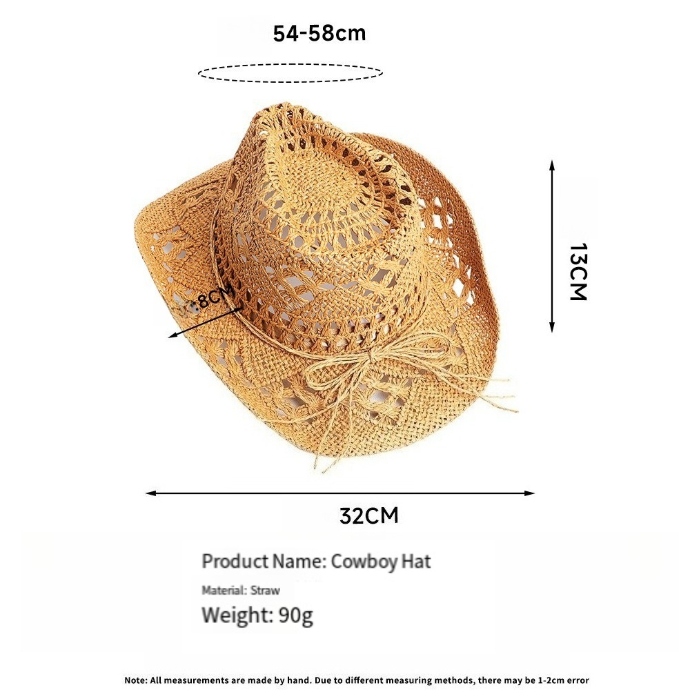 Dam cowboyhatt i halm med brett brätte för sommar och strand_voghion.com