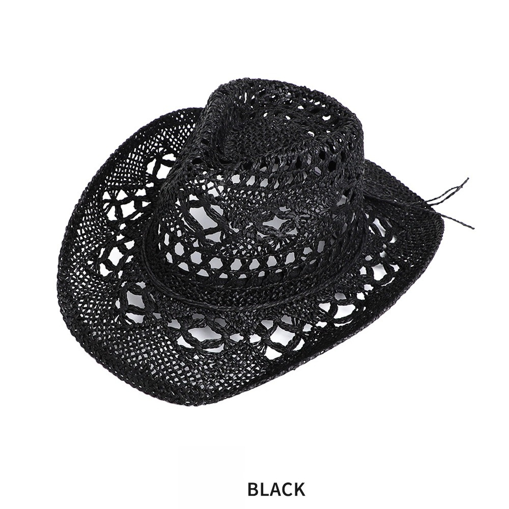 Dam cowboyhatt i halm med brett brätte för sommar och strand_voghion.com