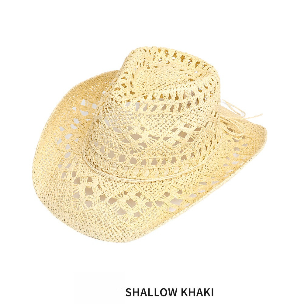 Dam cowboyhatt i halm med brett brätte för sommar och strand_voghion.com