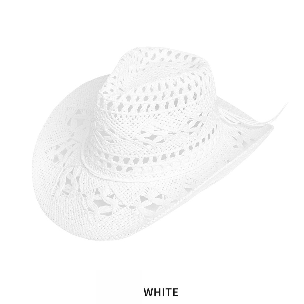 Dam cowboyhatt i halm med brett brätte för sommar och strand_voghion.com