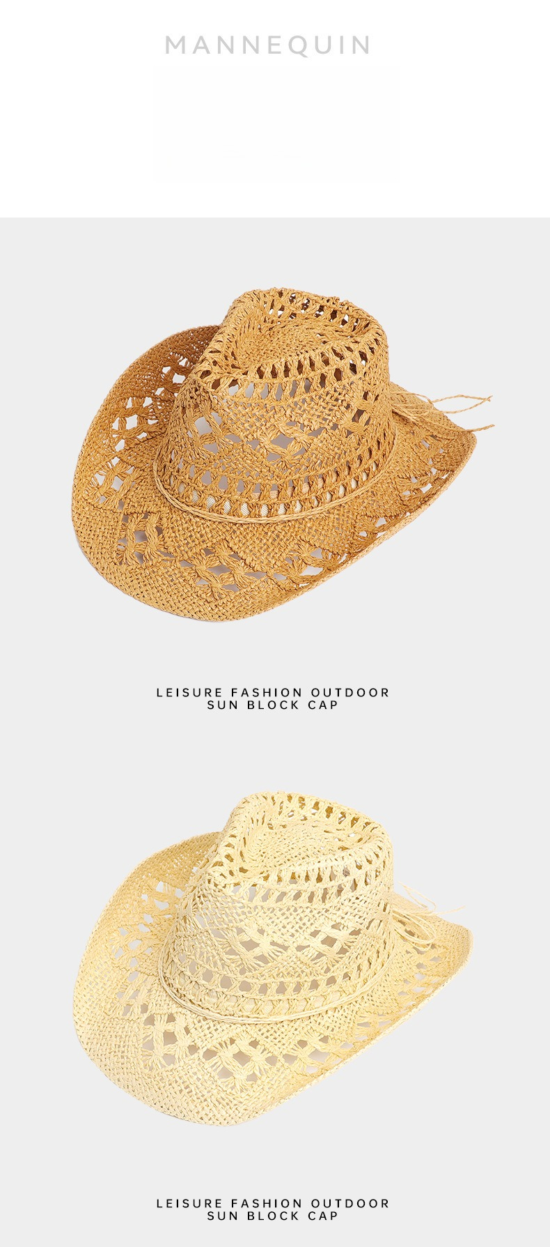 Dam cowboyhatt i halm med brett brätte för sommar och strand_voghion.com