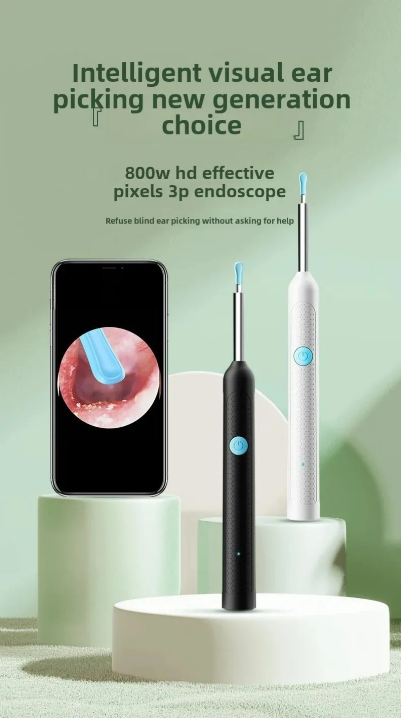 Smart Visual Ear Otoscope With Mini Camera For Ear Wax Removal_voghion.com