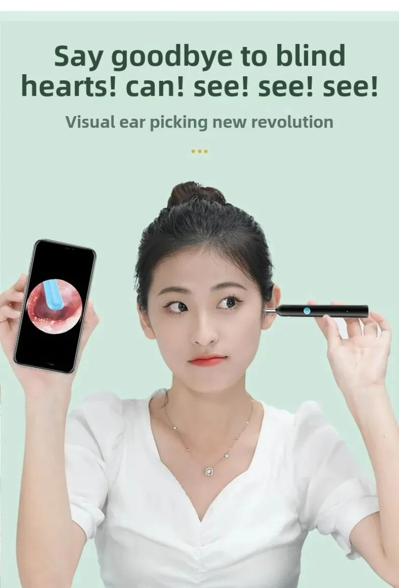 Smart Visual Ear Otoscope With Mini Camera For Ear Wax Removal_voghion.com