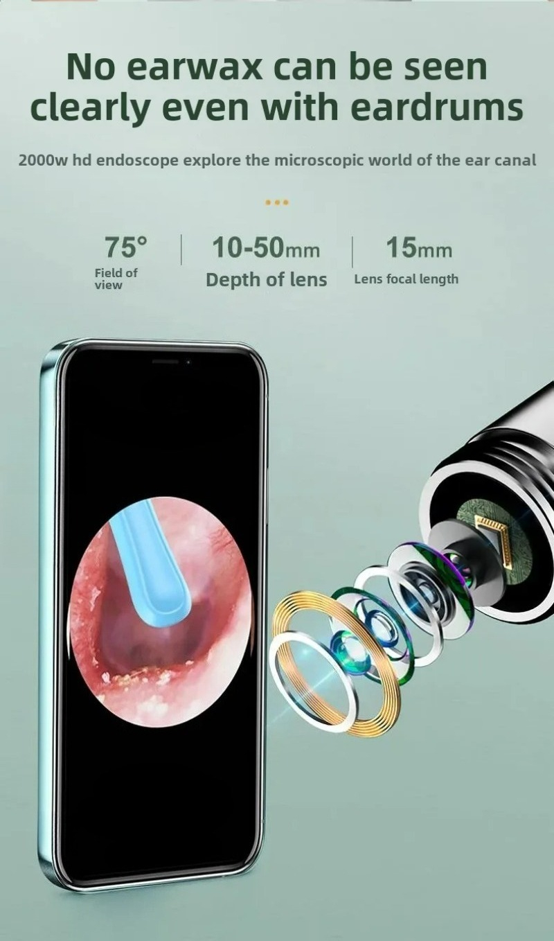 Smart Visual Ear Otoscope With Mini Camera For Ear Wax Removal_voghion.com