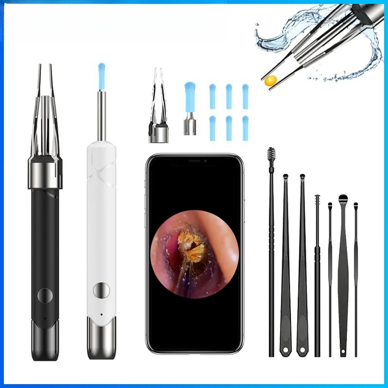 Caméra auriculaire HD 2300p avec pince à épiler et otoscope pour le nettoyage des oreilles et l'élimination du cérumen. Soin de santé auditive._voghion.com