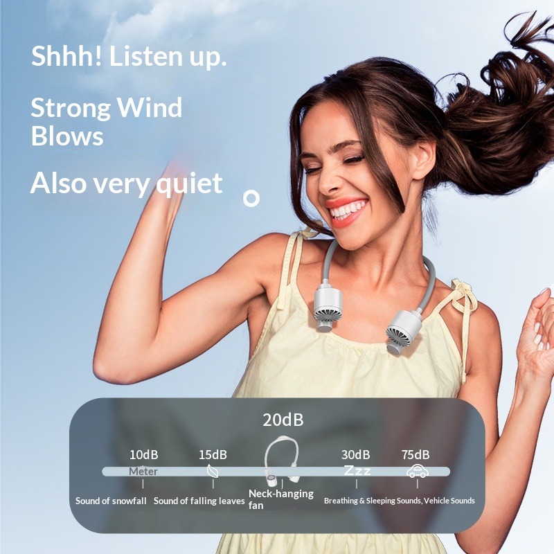 Portable Bladeless Neck Fan USB Rechargeable Hands-Free Wearable Cooling Fan Dual Turbo Quiet Personal Fan For Sports Travel_voghion.com