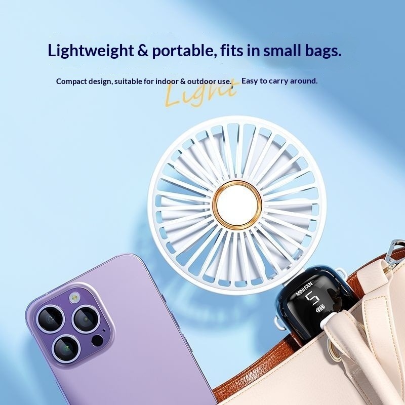 New Handheld Fan Foldable Mini Fan Portable Desktop Small Fan Digital Display Office Student Small Fan_voghion.com