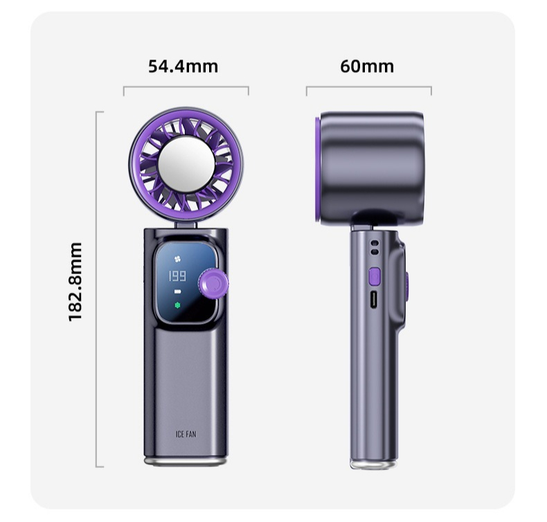 Handheld Turbo Fan With Ice Cooling Portable Rechargeable Desk_voghion.com