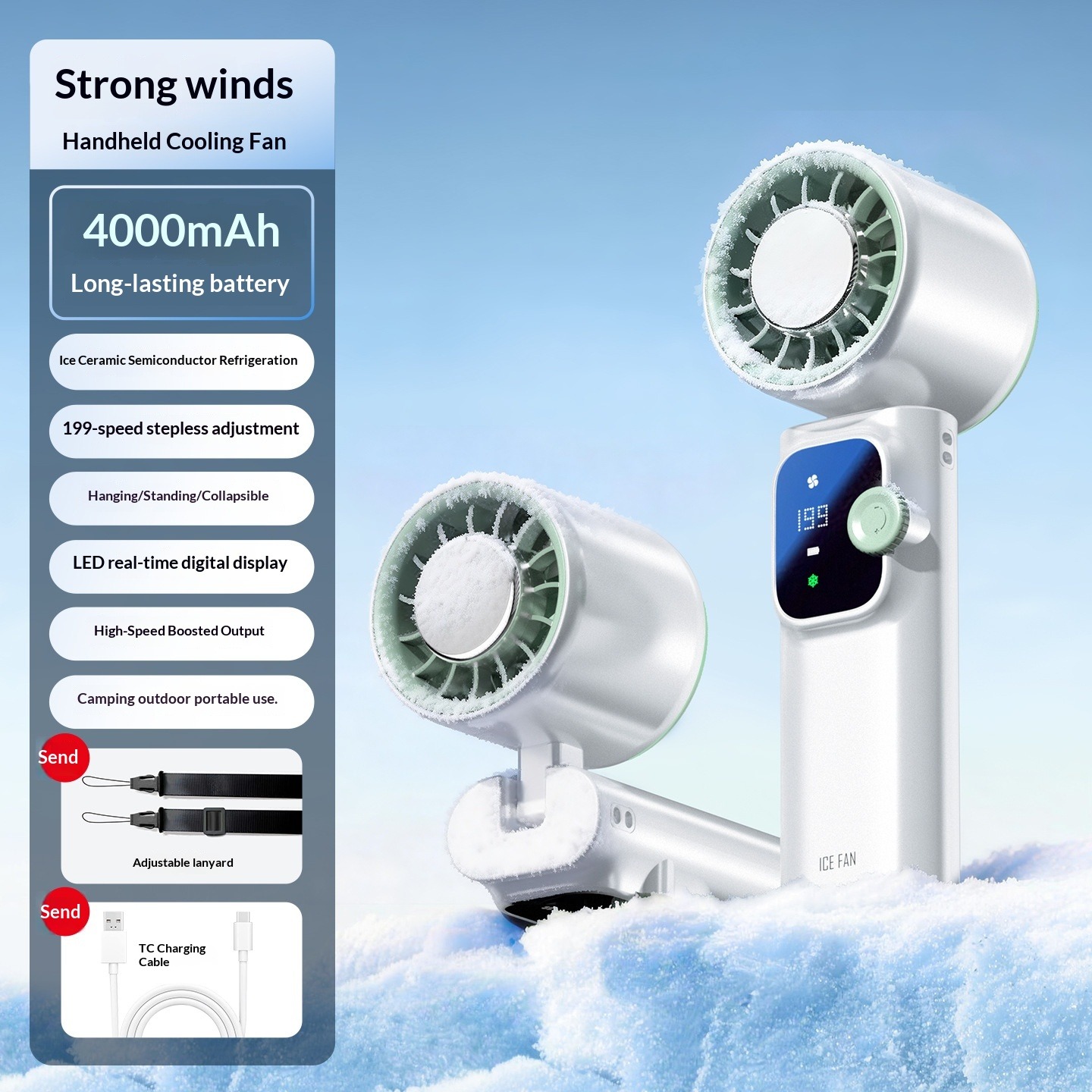 Handheld Turbo Fan With Ice Cooling High Speed Portable Rechargeable Mini Desk Fan For Outdoor Travel Camping_voghion.com