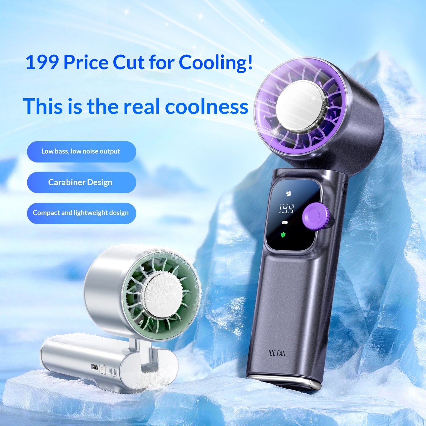 Handheld Turbo Fan With Ice Cooling High Speed Portable Rechargeable Mini Desk Fan For Outdoor Travel Camping_voghion.com