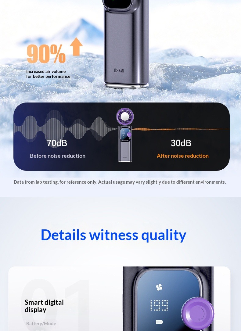 Handheld Turbo Fan With Ice Cooling Portable Rechargeable Desk_voghion.com