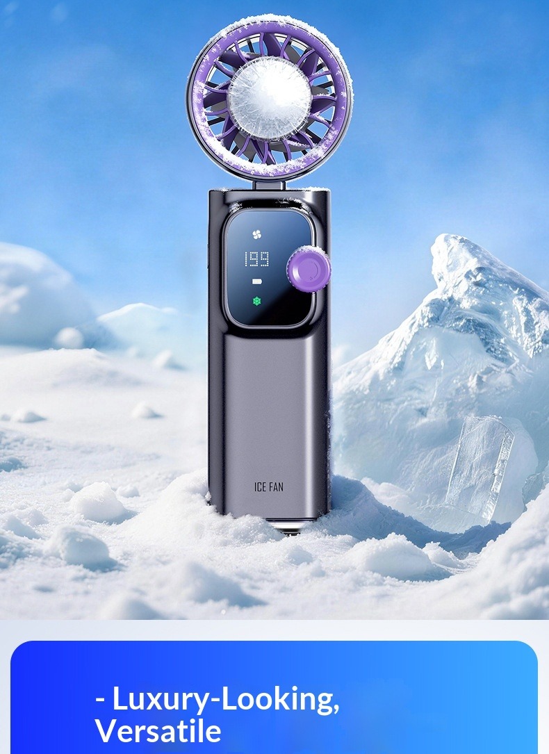 Handheld Turbo Fan With Ice Cooling Portable Rechargeable Desk_voghion.com