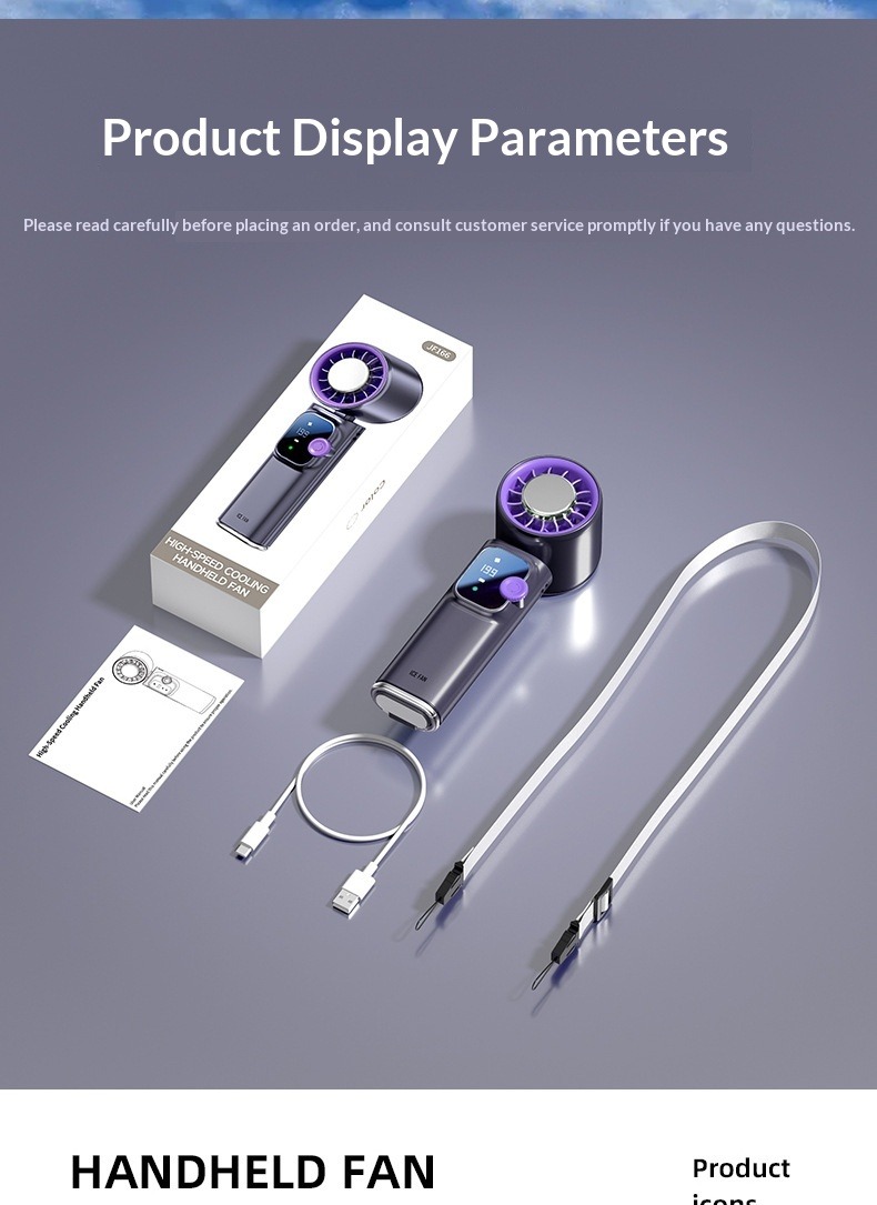 Handheld Turbo Fan With Ice Cooling Portable Rechargeable Desk_voghion.com