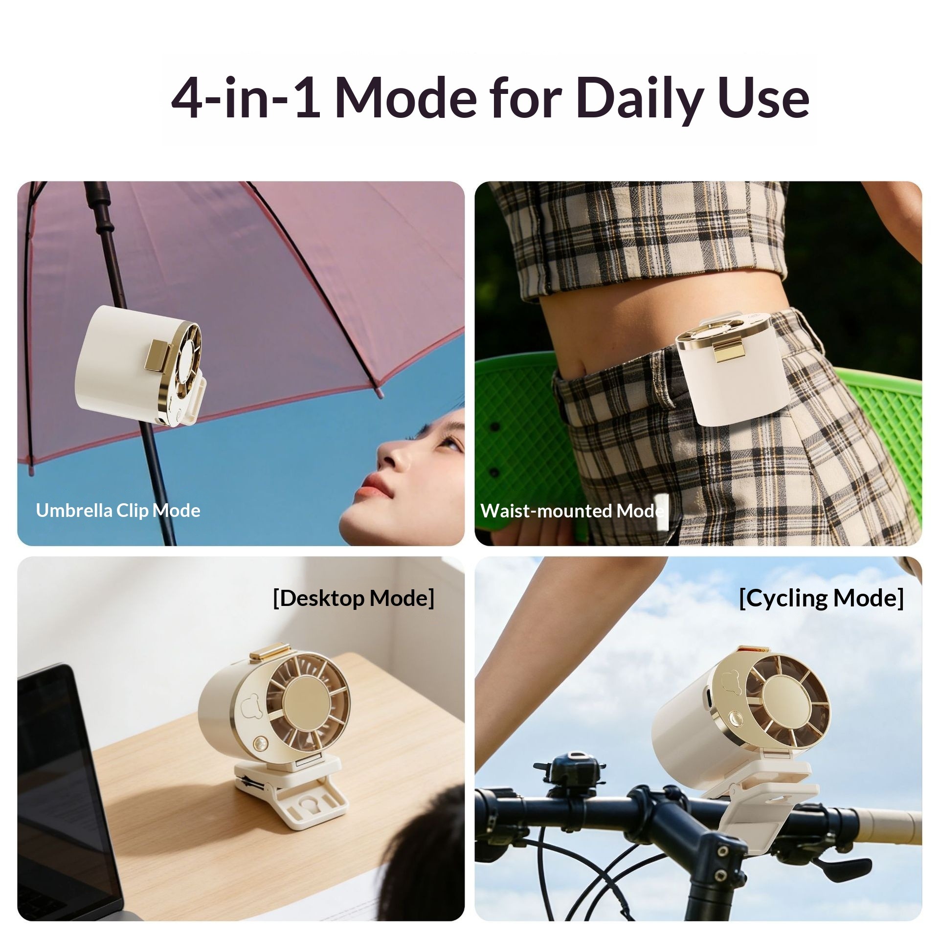 Mini ventilatore portatile da appendere alla vita, ricaricabile tramite USB, per rinfrescarsi durante attività sportive all'aperto, viaggi e utilizzo su scrivania._voghion.com