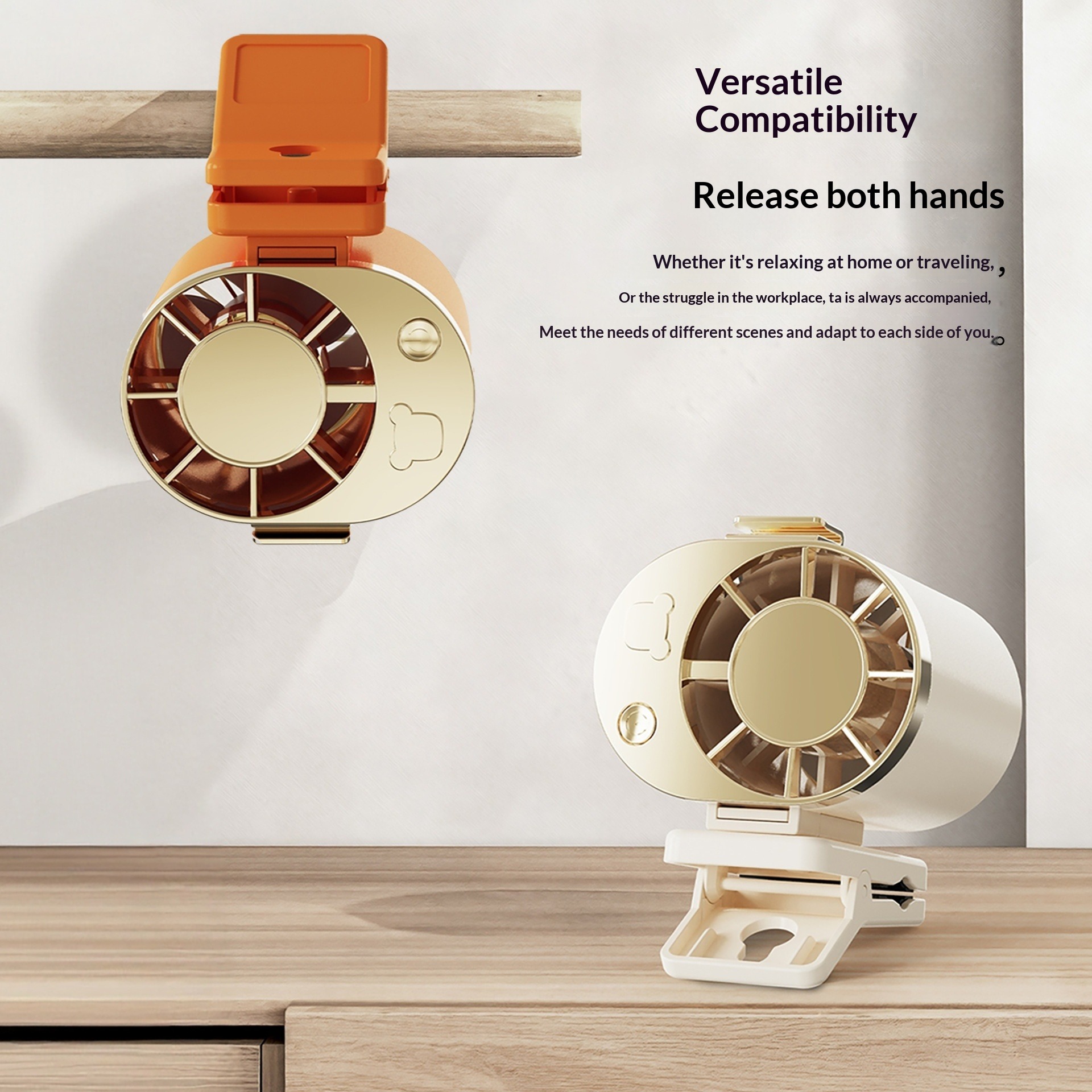 Mini ventilatore portatile da appendere alla vita, ricaricabile tramite USB, per rinfrescarsi durante attività sportive all'aperto, viaggi e utilizzo su scrivania._voghion.com