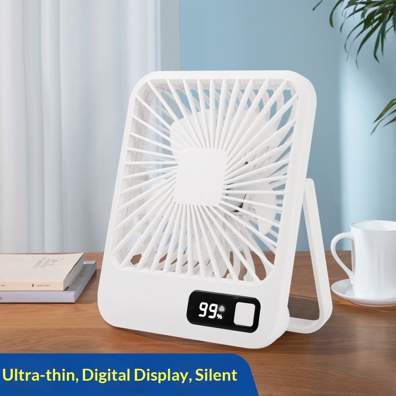 Portable Foldable Desktop Fan Mini USB Rechargeable Desk Fan With Digital Display For Office Home Dorm_voghion.com