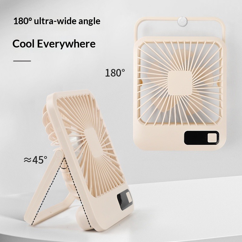 Portable Foldable Desktop Fan Mini USB Rechargeable Desk Fan With Digital Display For Office Home Dorm_voghion.com