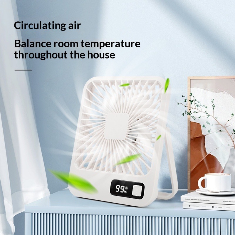 Portable Foldable Desktop Fan Mini USB Rechargeable Desk Fan With Digital Display For Office Home Dorm_voghion.com
