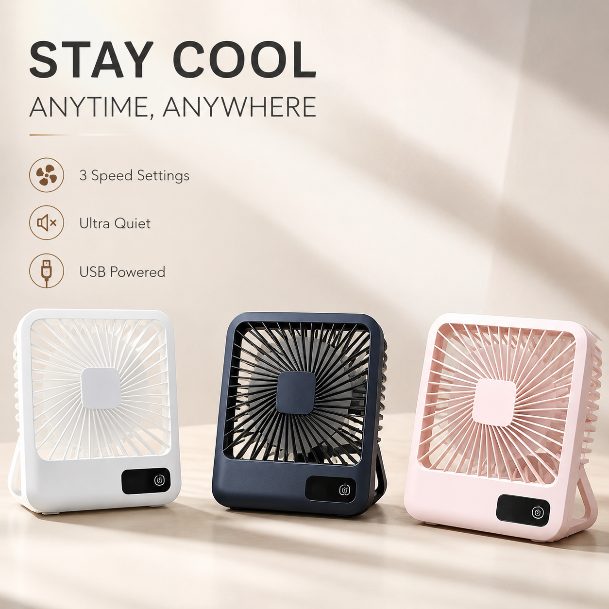 Portable Foldable Desktop Fan Mini USB Rechargeable Desk Fan With Digital Display For Office Home Dorm_voghion.com