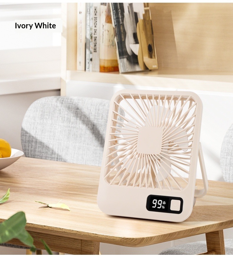 Portable Desktop Fan Mini Usb Rechargeable With Digital Display_voghion.com