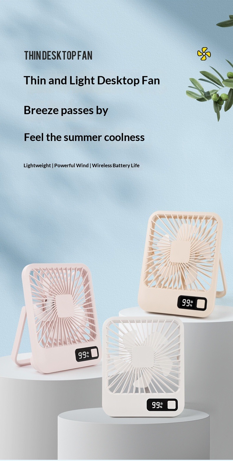 Portable Desktop Fan Mini Usb Rechargeable With Digital Display_voghion.com