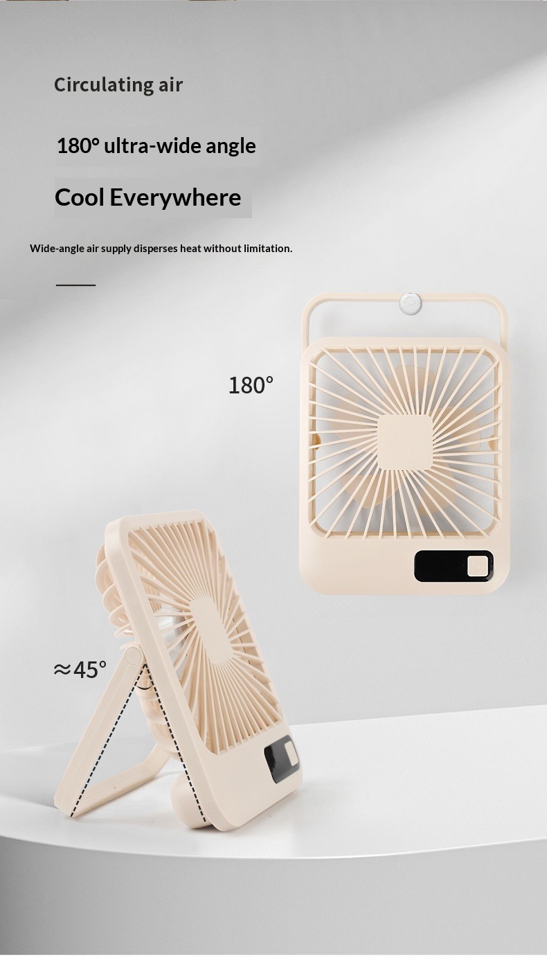 Portable Desktop Fan Mini Usb Rechargeable With Digital Display_voghion.com