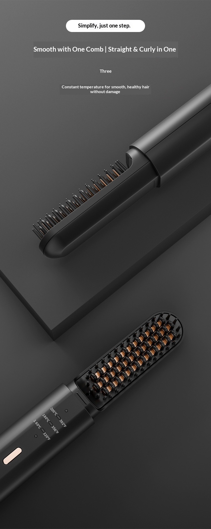 Professionelle Ionische Haarglättbürste 2-in-1 Lockenstab_voghion.com