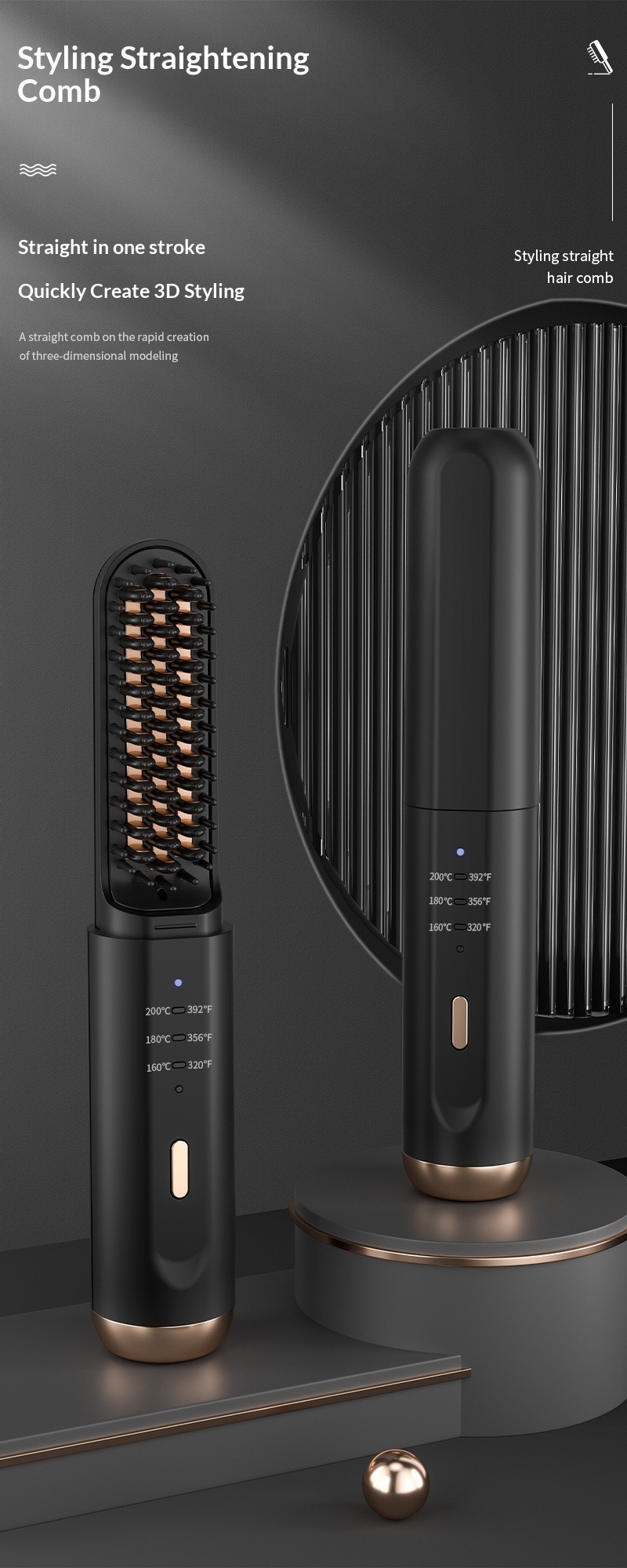 Professionelle Ionische Haarglättbürste 2-in-1 Lockenstab_voghion.com