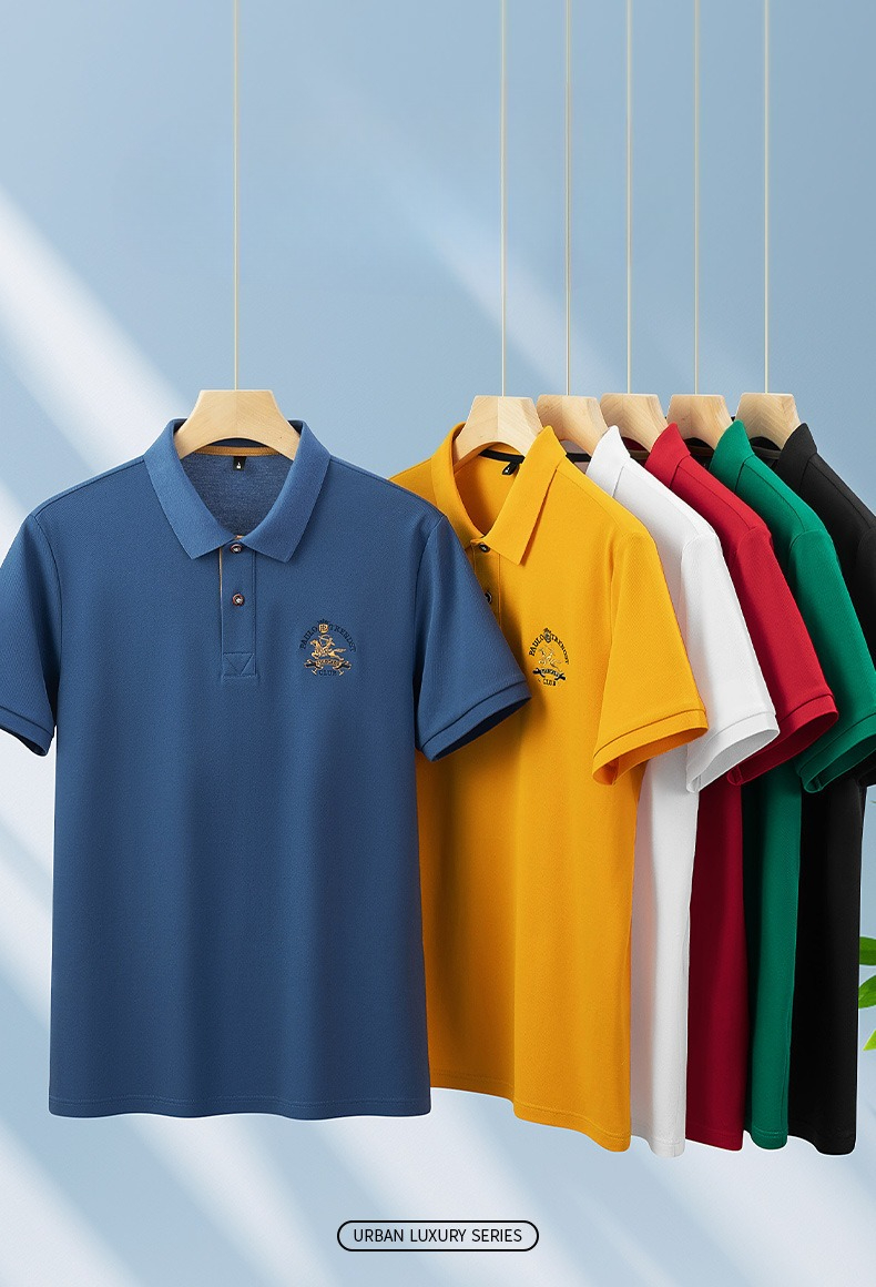 PAULO-Inspired Men's Polo Shirt, Classic Pique Cotton Short Sleeve, Breathable Casual & Business Top With Club Logo For Office & Weekend Polo Homme_voghion.com