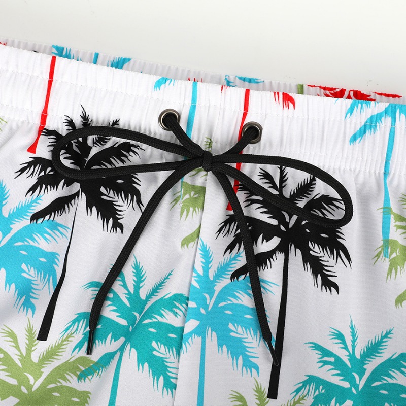 Men's Double Layer Swim Shorts With Coconut Tree Print_voghion.com