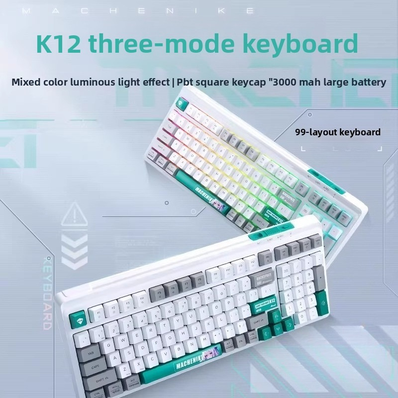 Mechanic K12 Wireless Membrane Keyboard Three Mode 99 Keys Gaming_voghion.com
