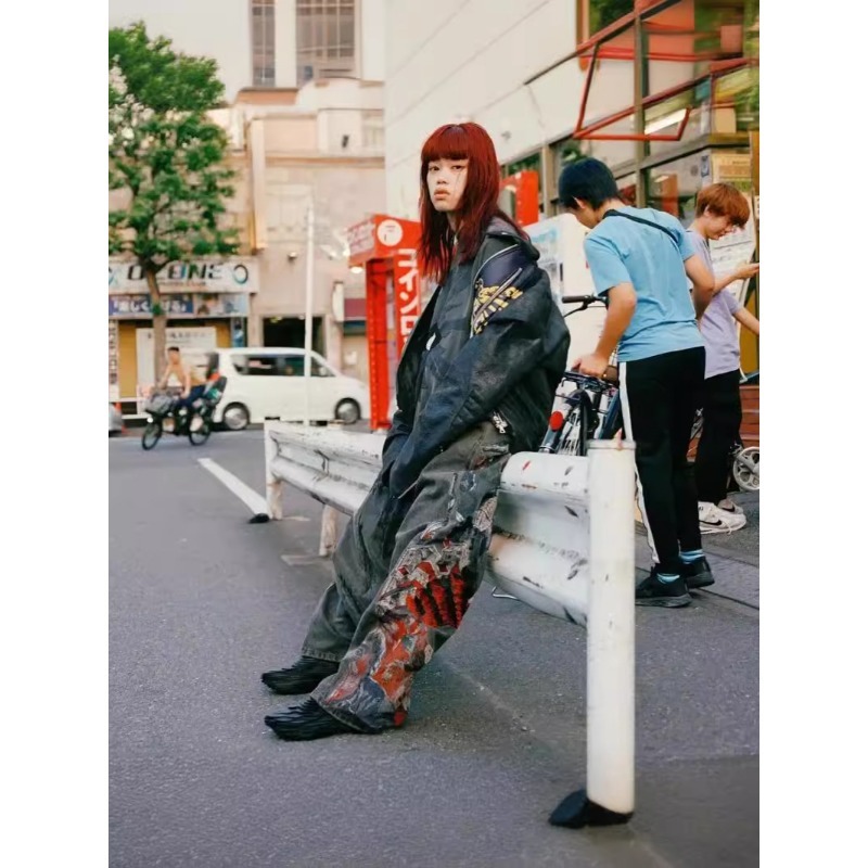 Men's Y2K Hip Hop Punk Embroidered Baggy Jeans, Heavy Duty Vintage Style Wide Leg Denim Pants Streetwear_mkmklike.com