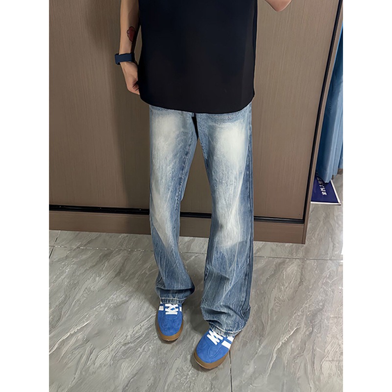 American High Street Lightning Washed Flared Jeans Men Denim_voghion.com