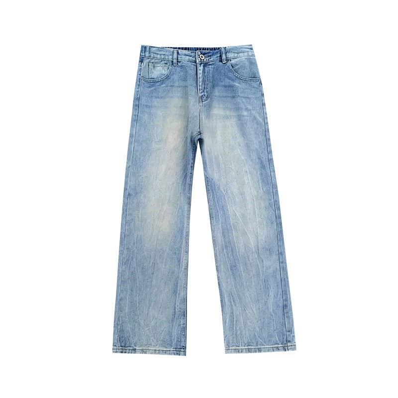 American High Street Lightning Washed Flared Jeans Men Denim_voghion.com