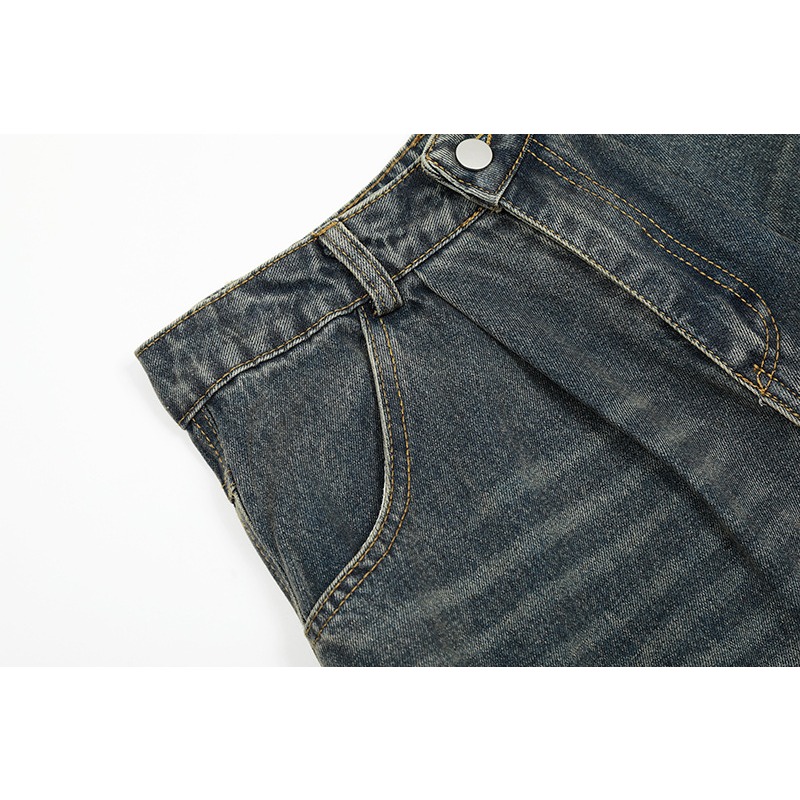 Pantaloncini cargo in denim multitasche American Vintage Washed da uomo 2026, pantaloni capri casual 7/7 plissettati e drappeggiati._voghion.com
