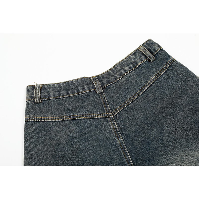 Pantaloncini cargo in denim multitasche American Vintage Washed da uomo 2026, pantaloni capri casual 7/7 plissettati e drappeggiati._voghion.com