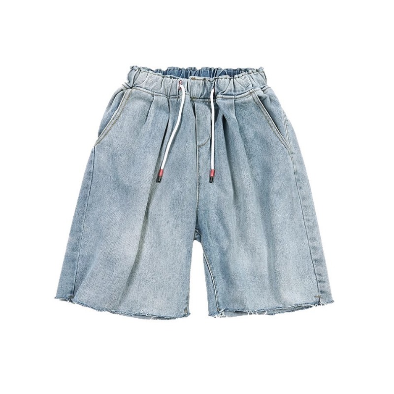 Hong Kong Style Retro Denim Shorts Men's Trendy Brand Loose Straight Internet Celebrity 5 Points Pants Ins Versatile Elastic Waist Dad Pants_mkmklike.com