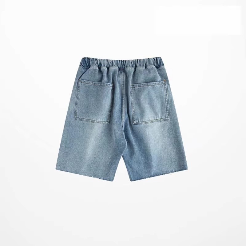 Hong Kong Style Retro Denim Shorts Men's Trendy Brand Loose Straight Internet Celebrity 5 Points Pants Ins Versatile Elastic Waist Dad Pants_mkmklike.com