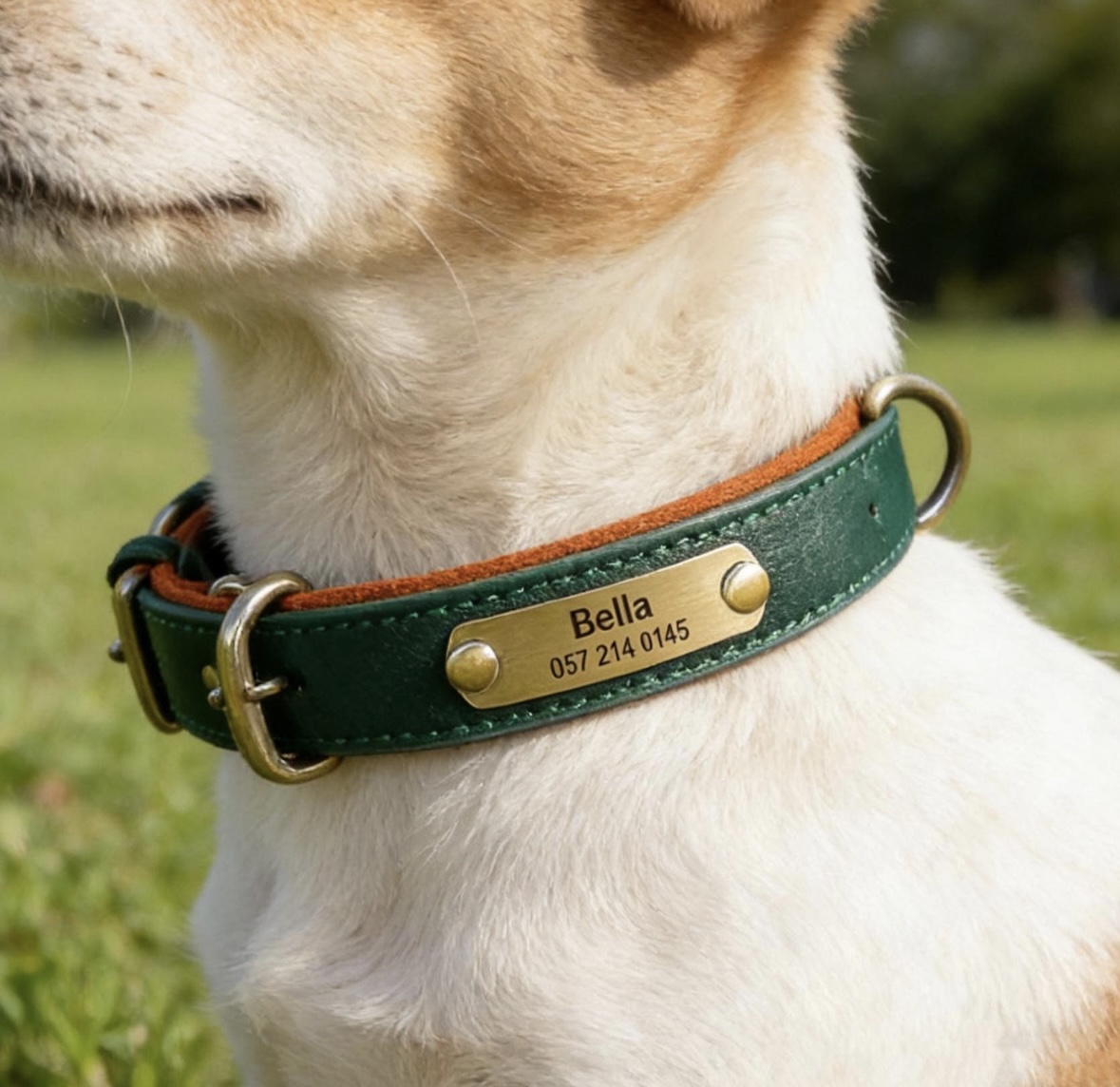 Coleira personalizada para cães com placa de identificação, coleira de couro com etiqueta gravável para cães de pequeno, médio e grande porte, coleira personalizada para cães machos, fêmeas e filhotes._voghion.com