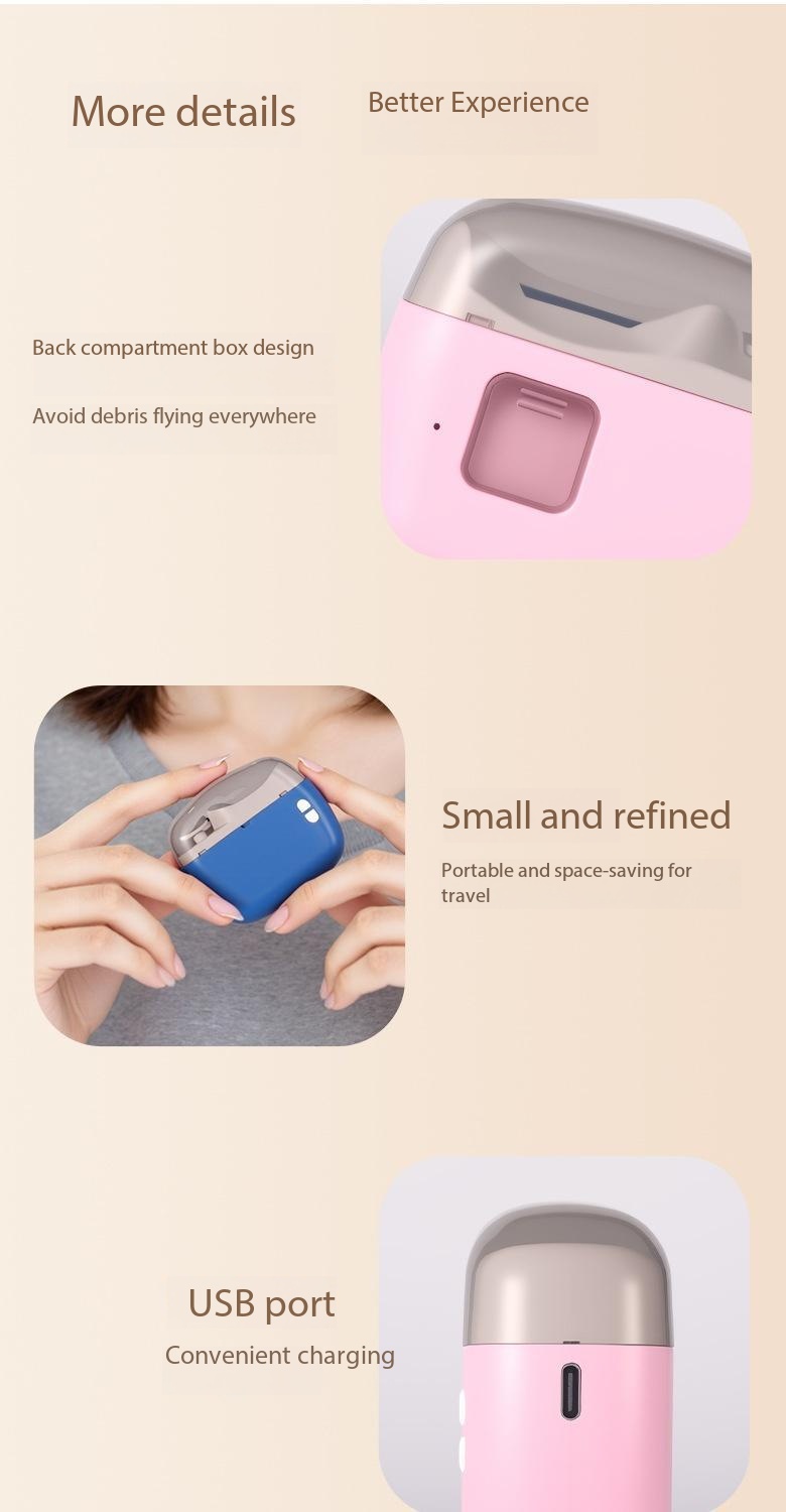 Cortauñas eléctrico recargable por USB, recortador y lima de uñas automático de 2 velocidades con recolector de uñas incorporado, cortauñas portátil para bebés, ideal para el hogar y los viajes._voghion.com