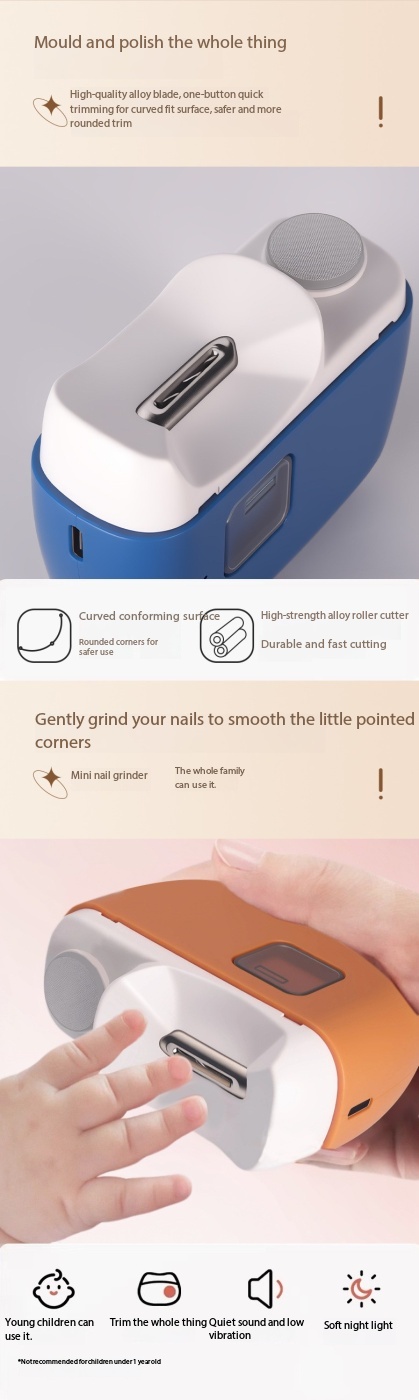 Cortauñas eléctrico recargable por USB, recortador y lima de uñas automático de 2 velocidades con recolector de uñas incorporado, cortauñas portátil para bebés, ideal para el hogar y los viajes._voghion.com