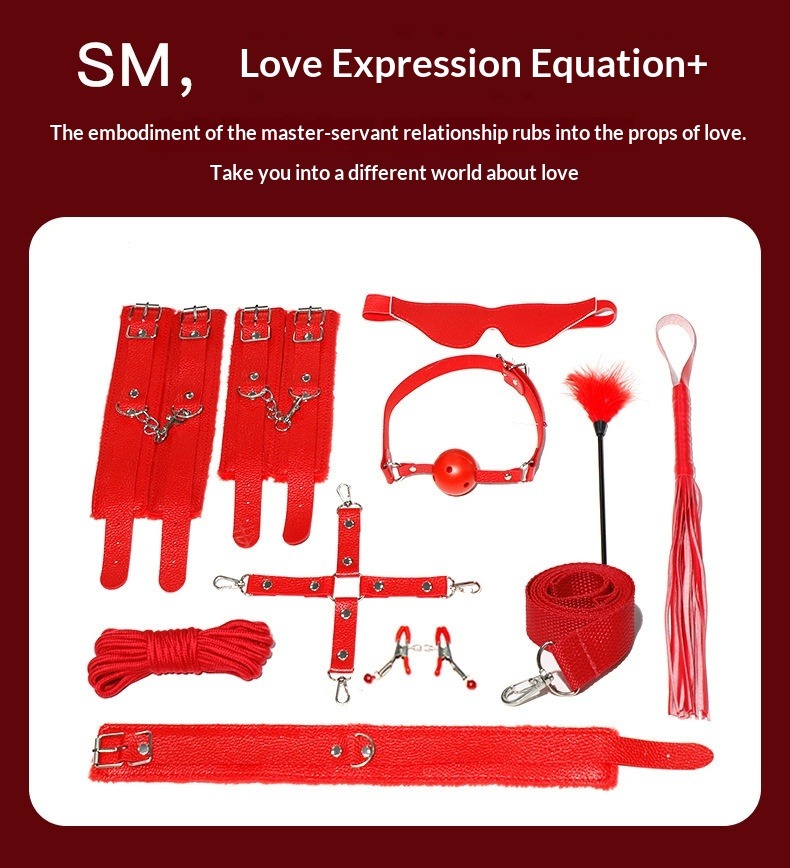 Set da 10 accessori bondage per coppie con manette in peluche_voghion.com