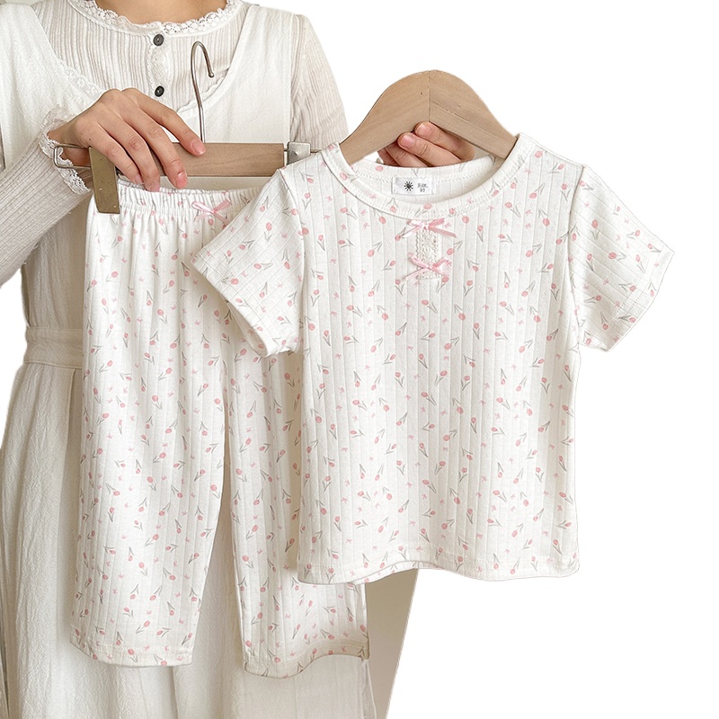 Ensemble loungewear bébé pur coton pyjama manches courtes été_voghion.com