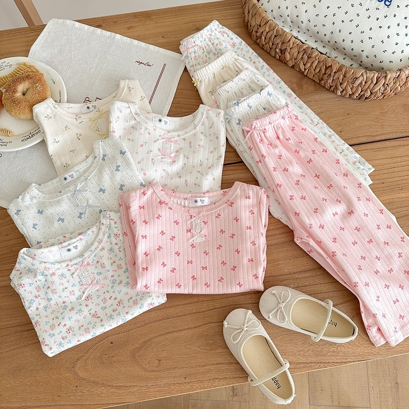 Ensemble loungewear bébé pur coton pyjama manches courtes été_voghion.com