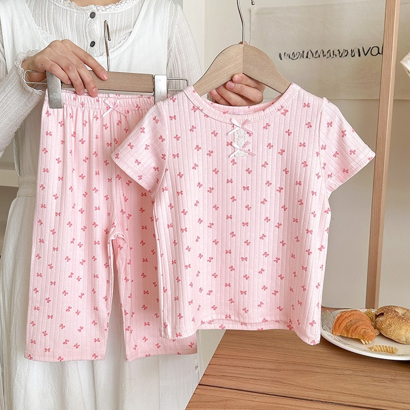 Ensemble loungewear bébé pur coton pyjama manches courtes été_voghion.com