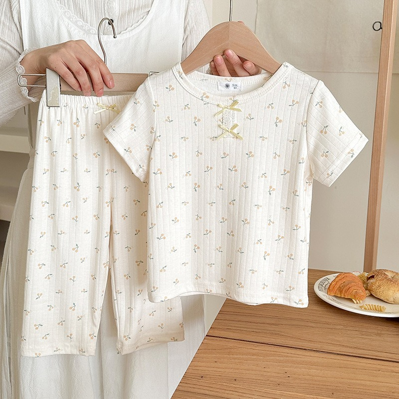 Ensemble loungewear bébé pur coton pyjama manches courtes été_voghion.com