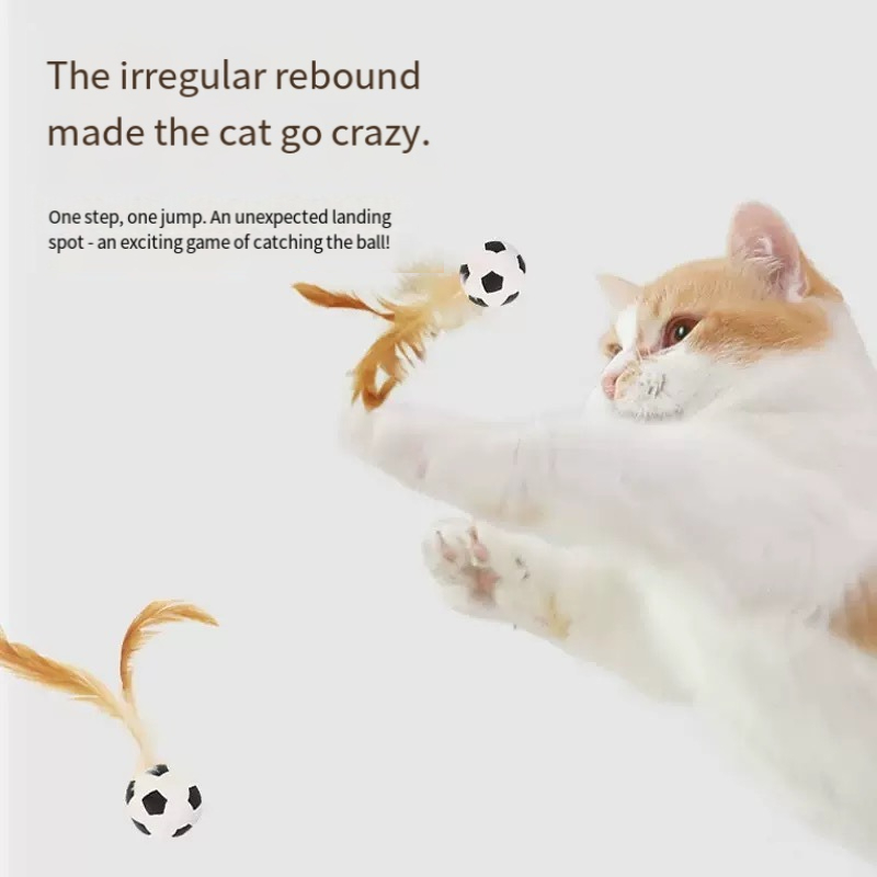 Cat Toy Bouncy Ball Feather Teaser Cat Stick Self-hi Boredom Relief Artifact Cat Chase Interactive Pet Toy_voghion.com