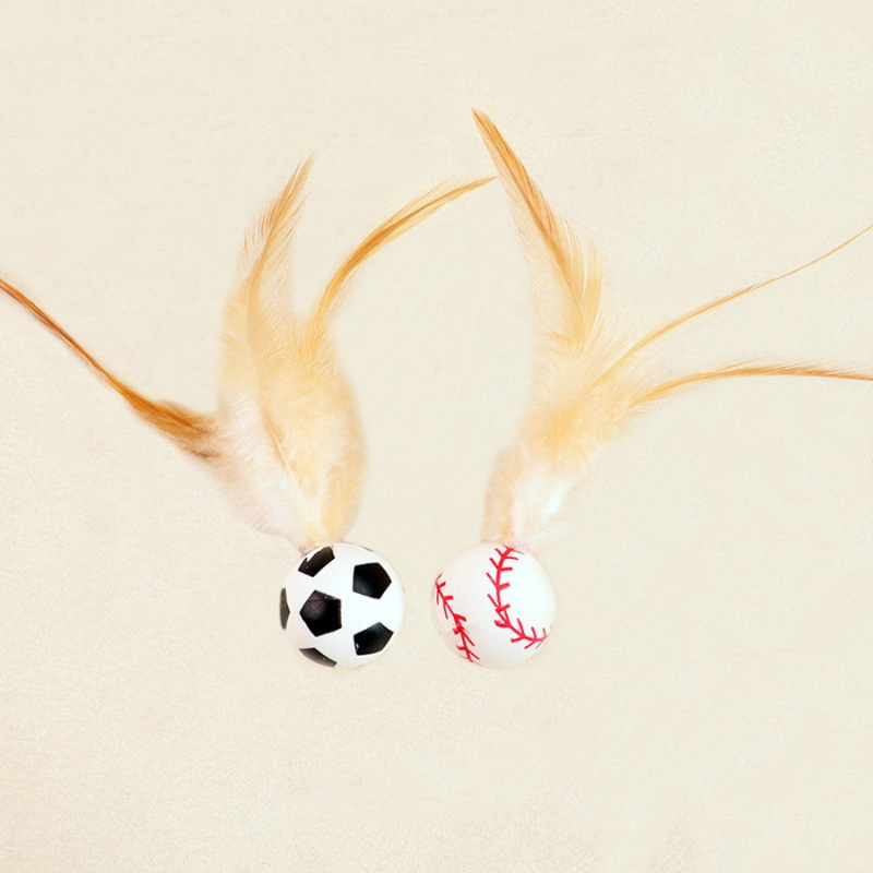Interactive Cat Teaser Stick With Feather Bouncy Ball Pet Toy_voghion.com