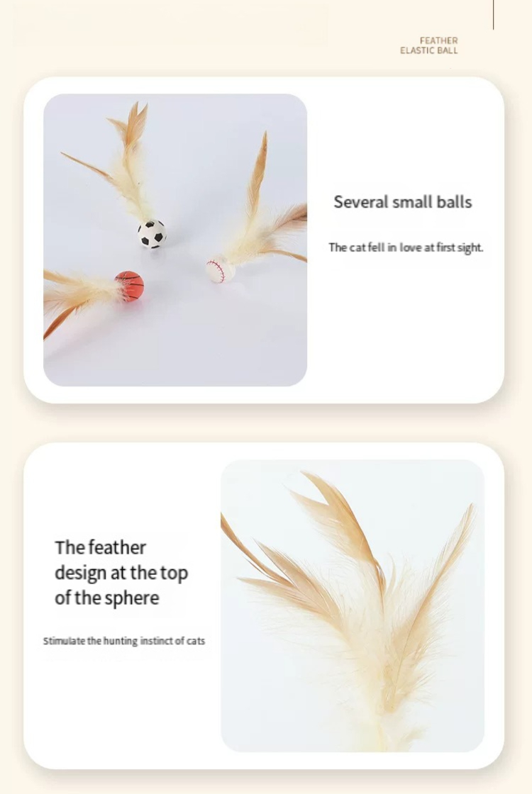 Interactive Cat Teaser Stick With Feather Bouncy Ball Pet Toy_voghion.com