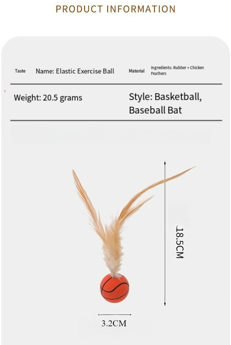 Interactive Cat Teaser Stick With Feather Bouncy Ball Pet Toy_voghion.com